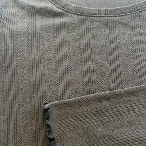 Stitch & Pine Long Sleeve Y2K Crop Top Crew‎ Neck  Scalloped Lace Size Small